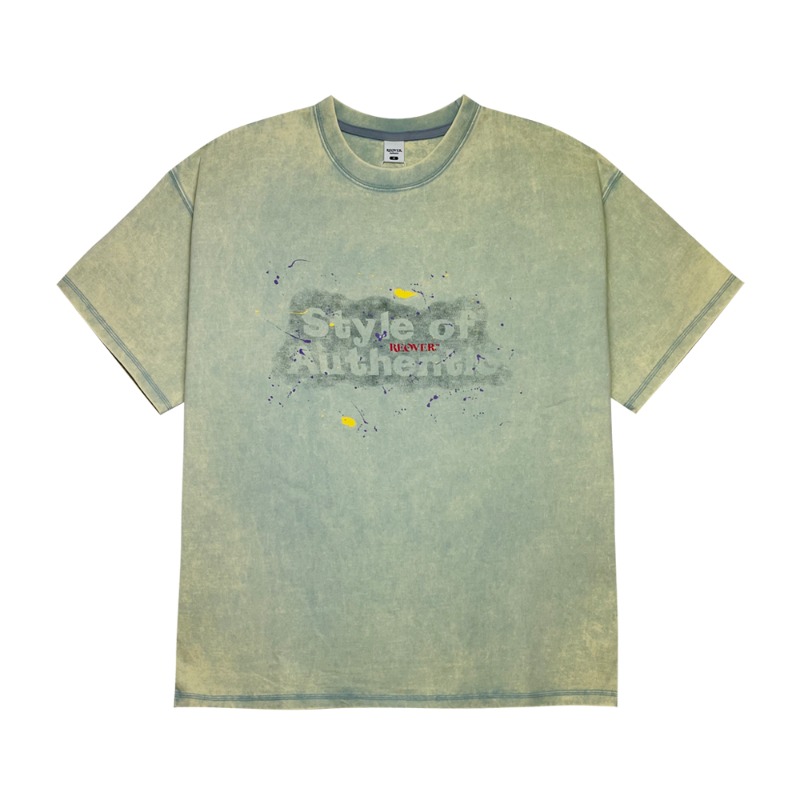 LOGO Stonewashed Short Sleeve T-shirt - Yellowish green