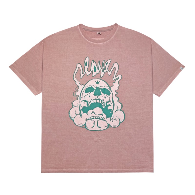 Smoking skull t-shirt - Dyed pink