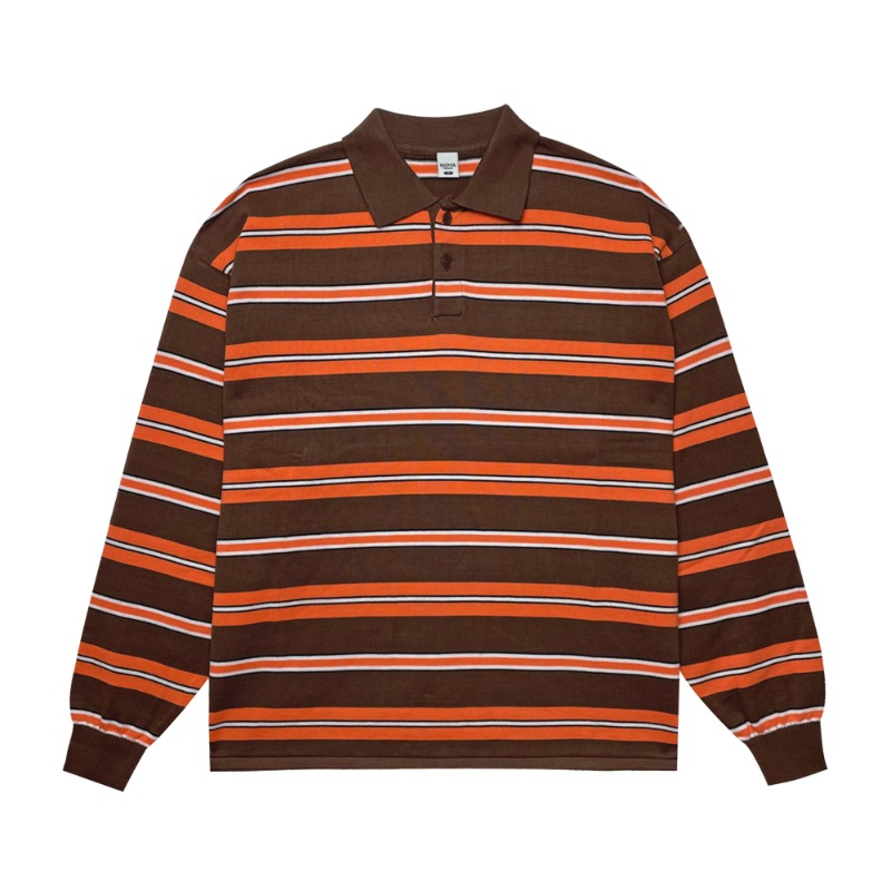 느린양반 X REOVER Stripe PQ Shirt - Brown