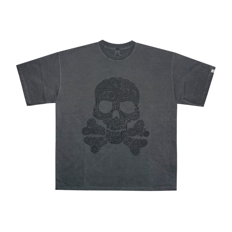 Bandana skull T-shirt - Dyed charcoal