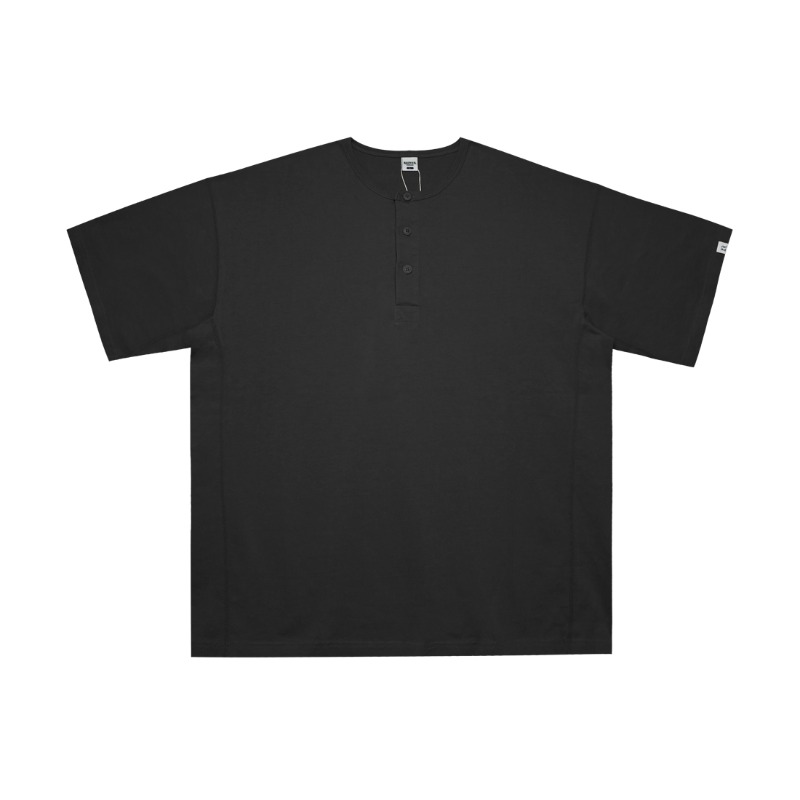 Henly neck T-shirt - Down black