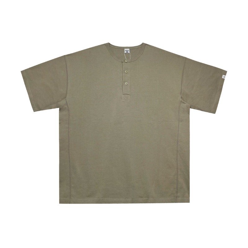 Henly neck T-shirt - Down olive