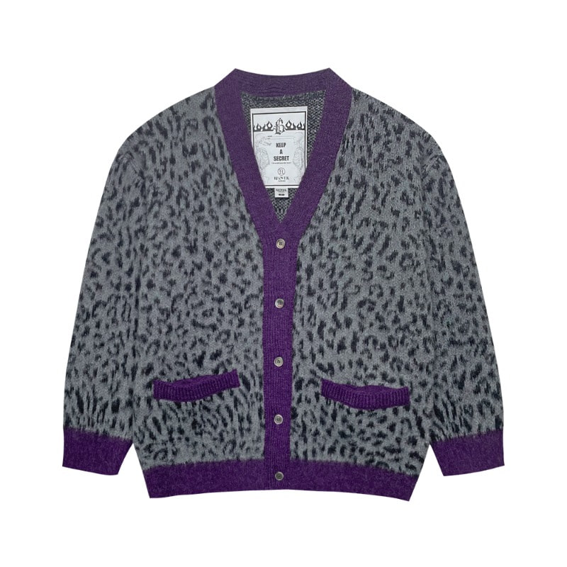 Black Out X REOVER Alpaca Leopard Cardigan - Gray