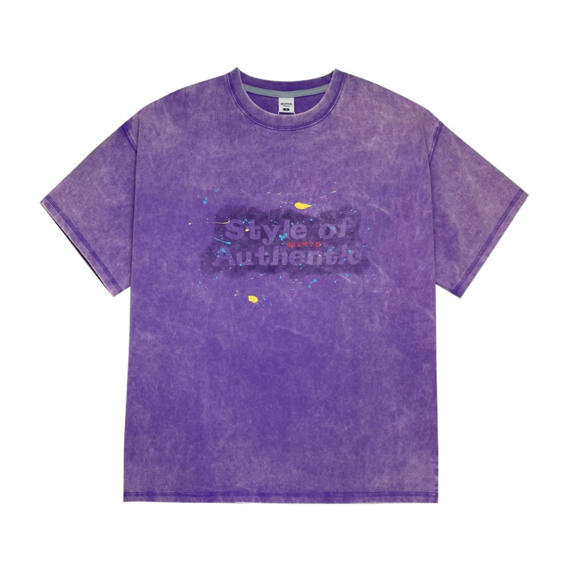 LOGO Stonewashed Short Sleeve T-shirt - Worn purple