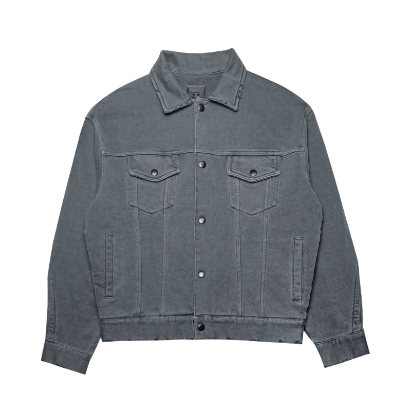 French terry third jacket - Dyed blue gray
