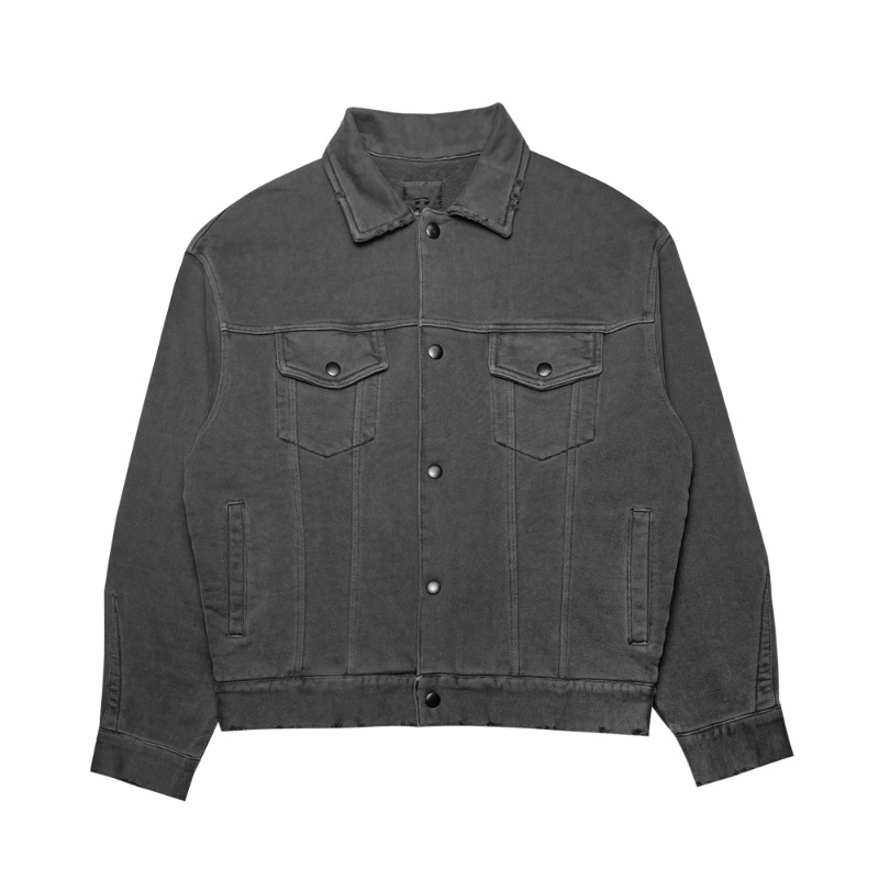 French terry third jacket - Dyed charcoal
