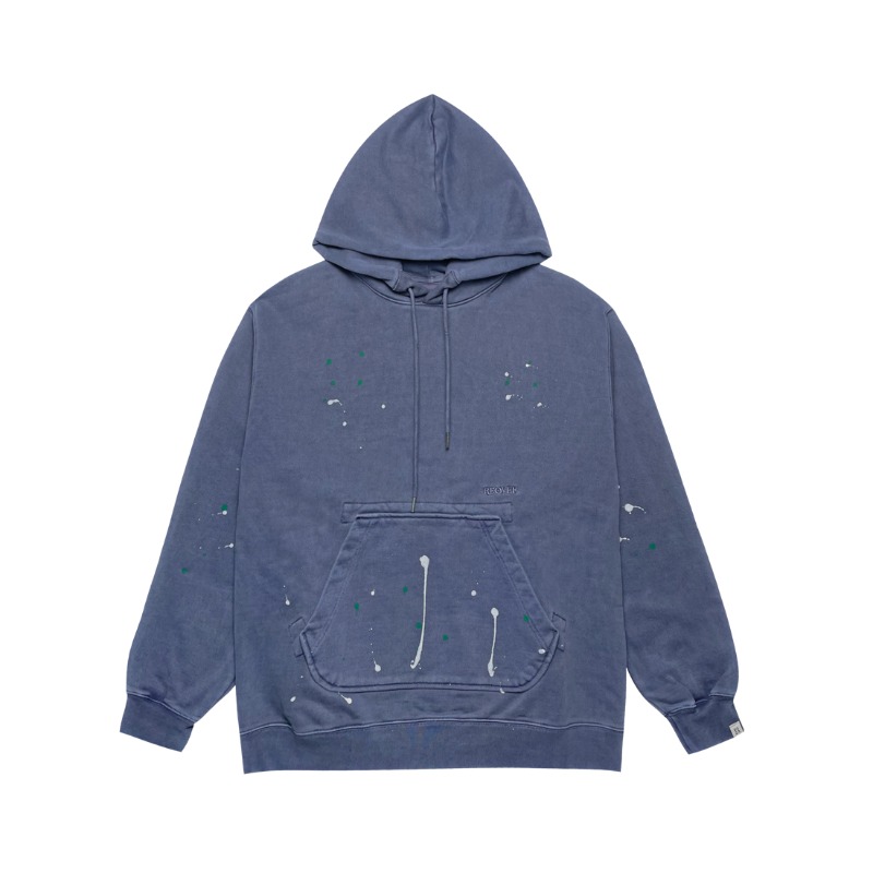 Dyed Painting Hoody (Second ver). - Dyed navy