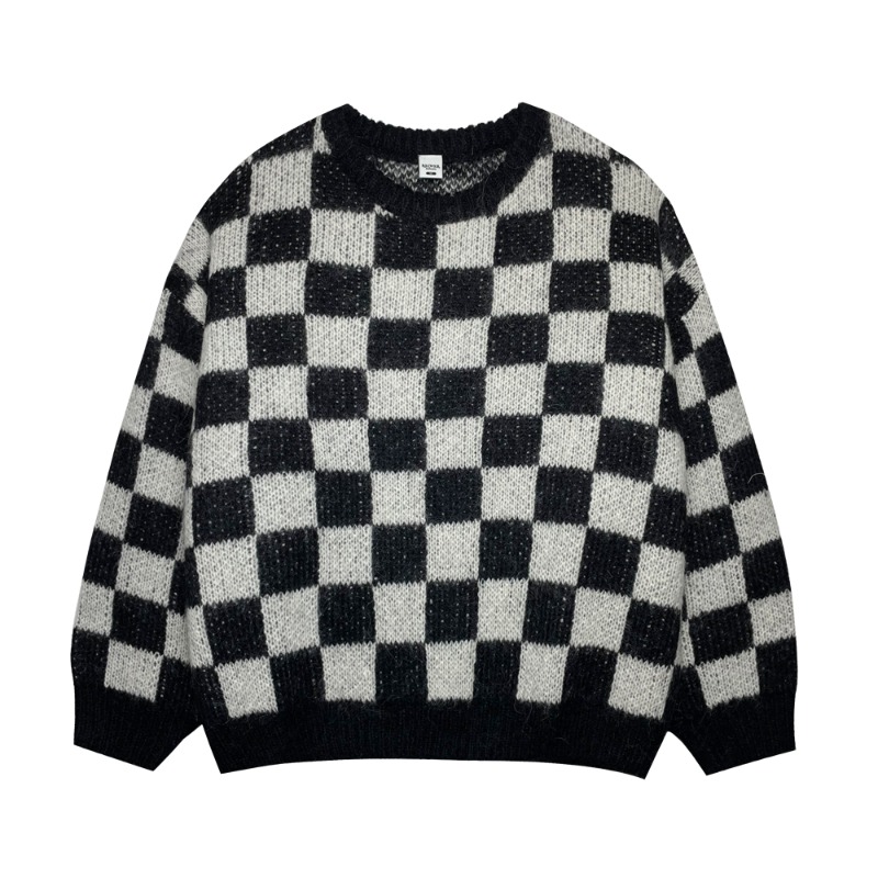 Checker Round Knit - White / Black