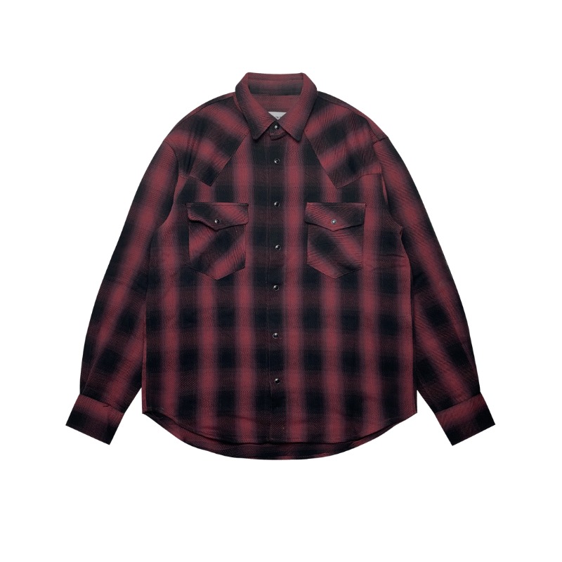 Cotton flannel western shirt - Red