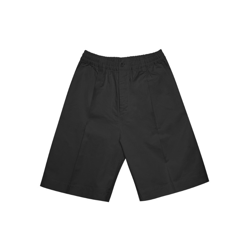 Double Pocket Over Set-up Half pants - Black